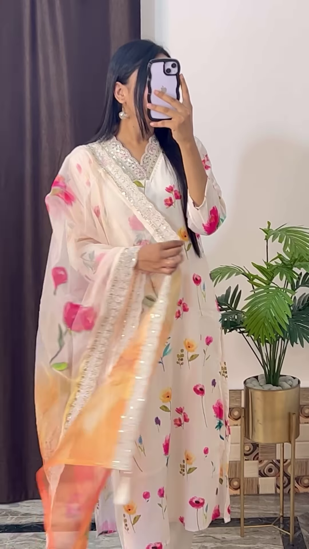 Mustard Yellow Silk Kurta with Ethnic Floral Embroidery and Pink Dupatta - Vibrant Festive Suit Set