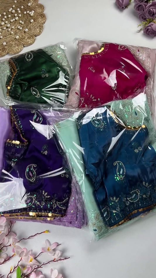 Pastel Partywear Blouse Collection: Assorted Paisley & Floral Silk Blouses
