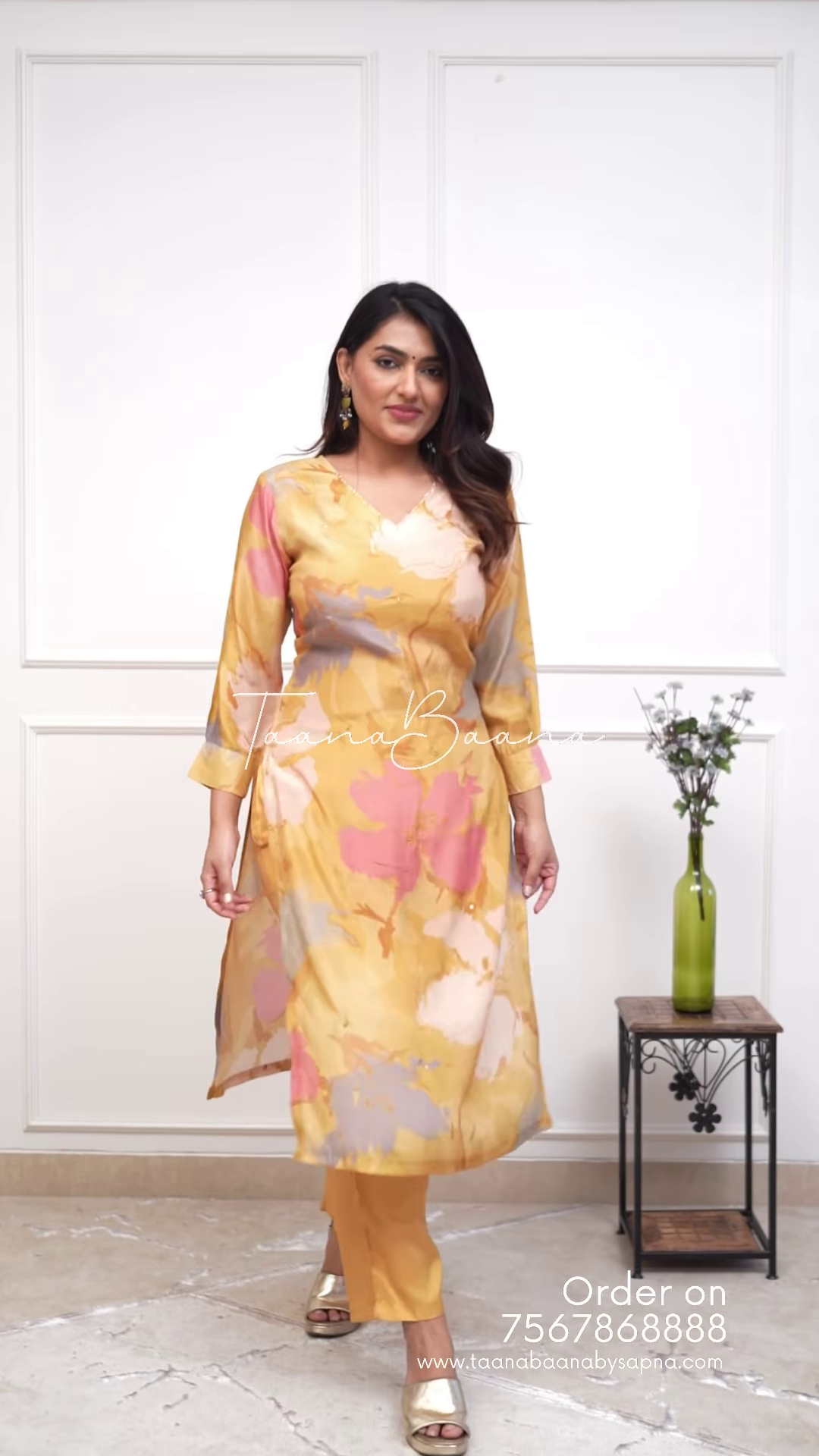 Elegant Teal Floral Silk Maxi Dress with V-Neck Detail & Pockets