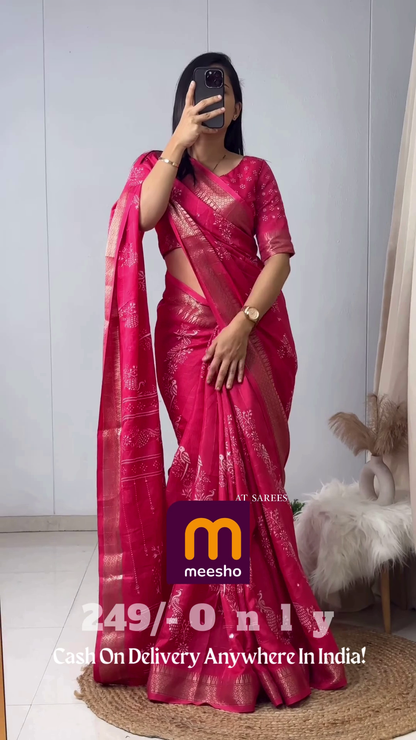 Elegant Mustard Gold Floral Chiffon Saree with Hand-Embellished Scalloped Borders