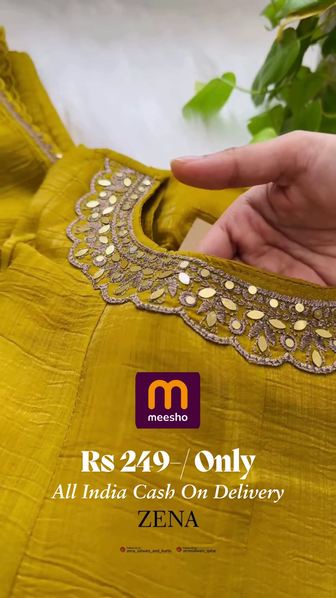 Mustard Yellow Anarkali Gown with Zari and Mirror Work