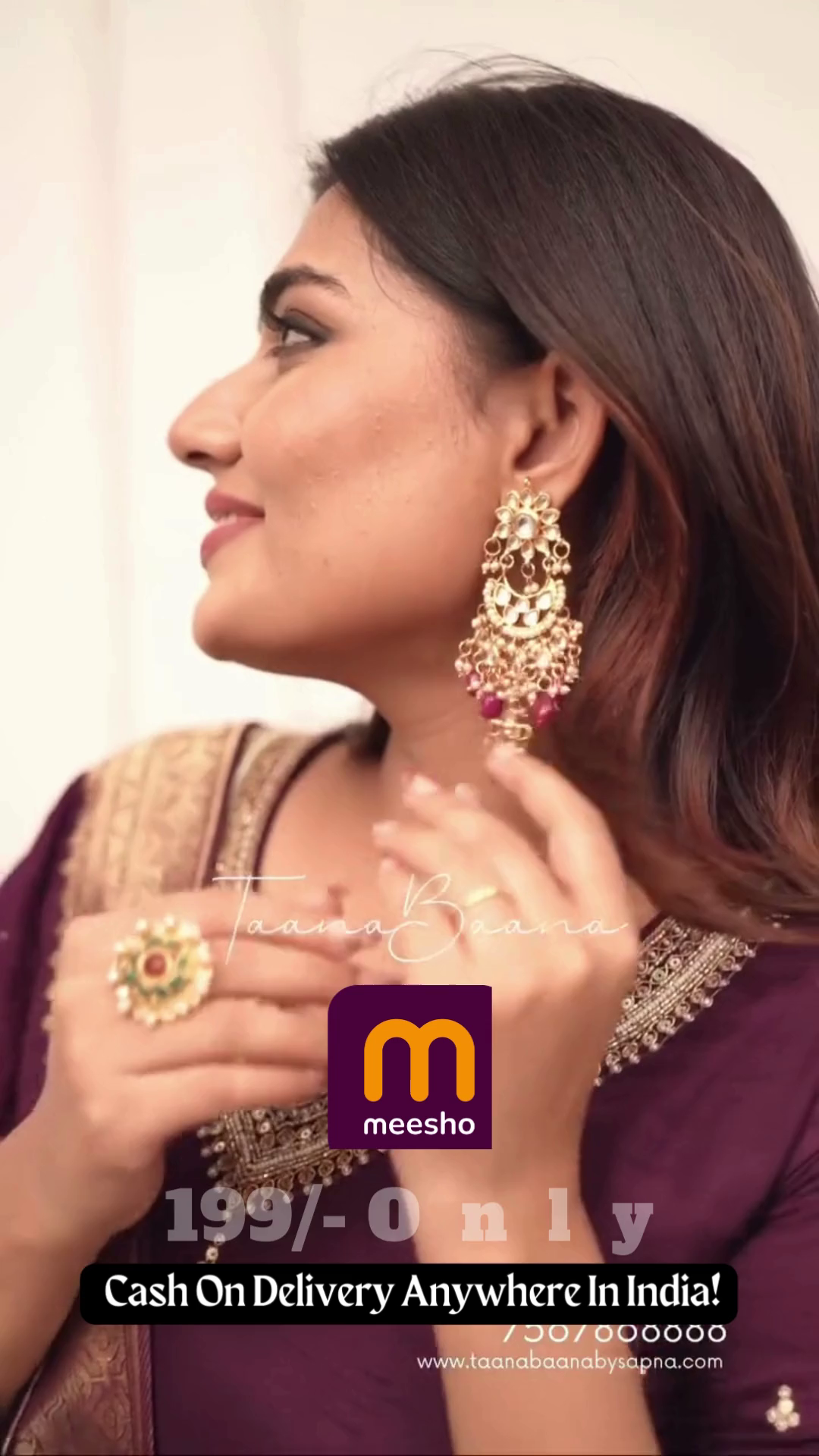 Deep Plum Purple Silk Suit with Gold Zari Border