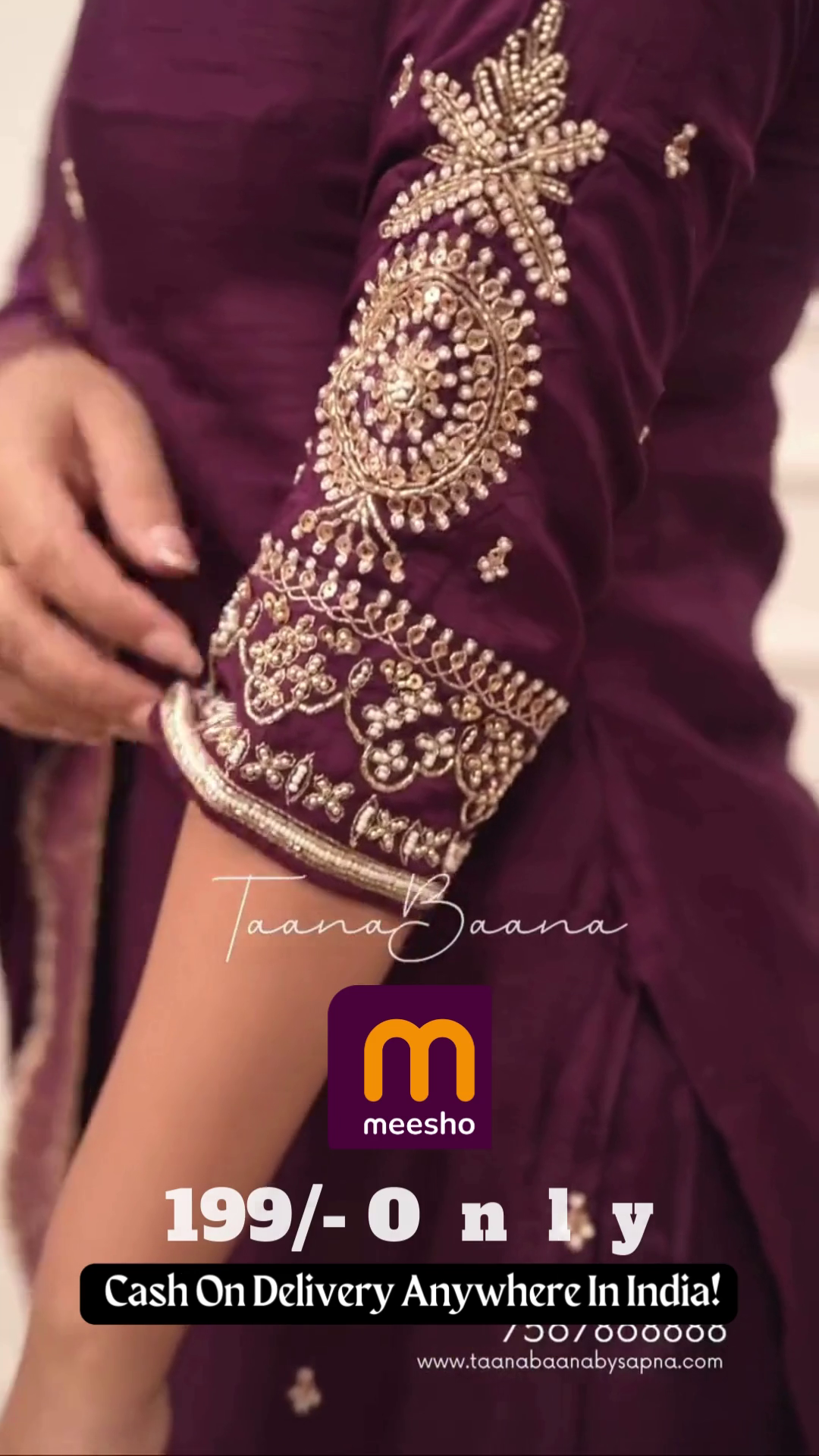 Deep Plum Purple Silk Suit with Gold Zari Border