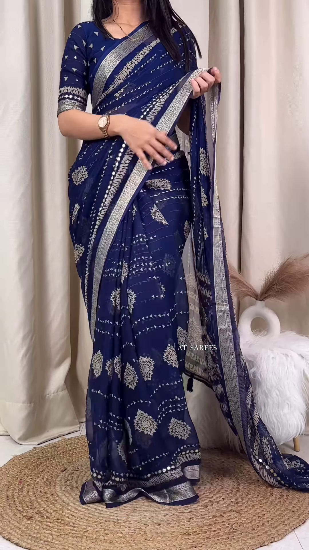 Crimson Red Georgette Bandhani Saree