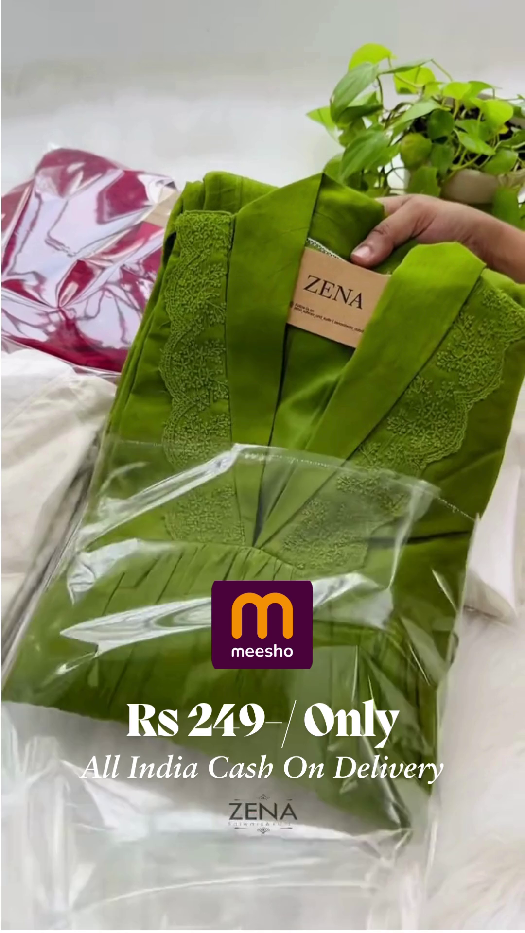 Lime Green V-Neck Tunic with Floral Lace Embroidery