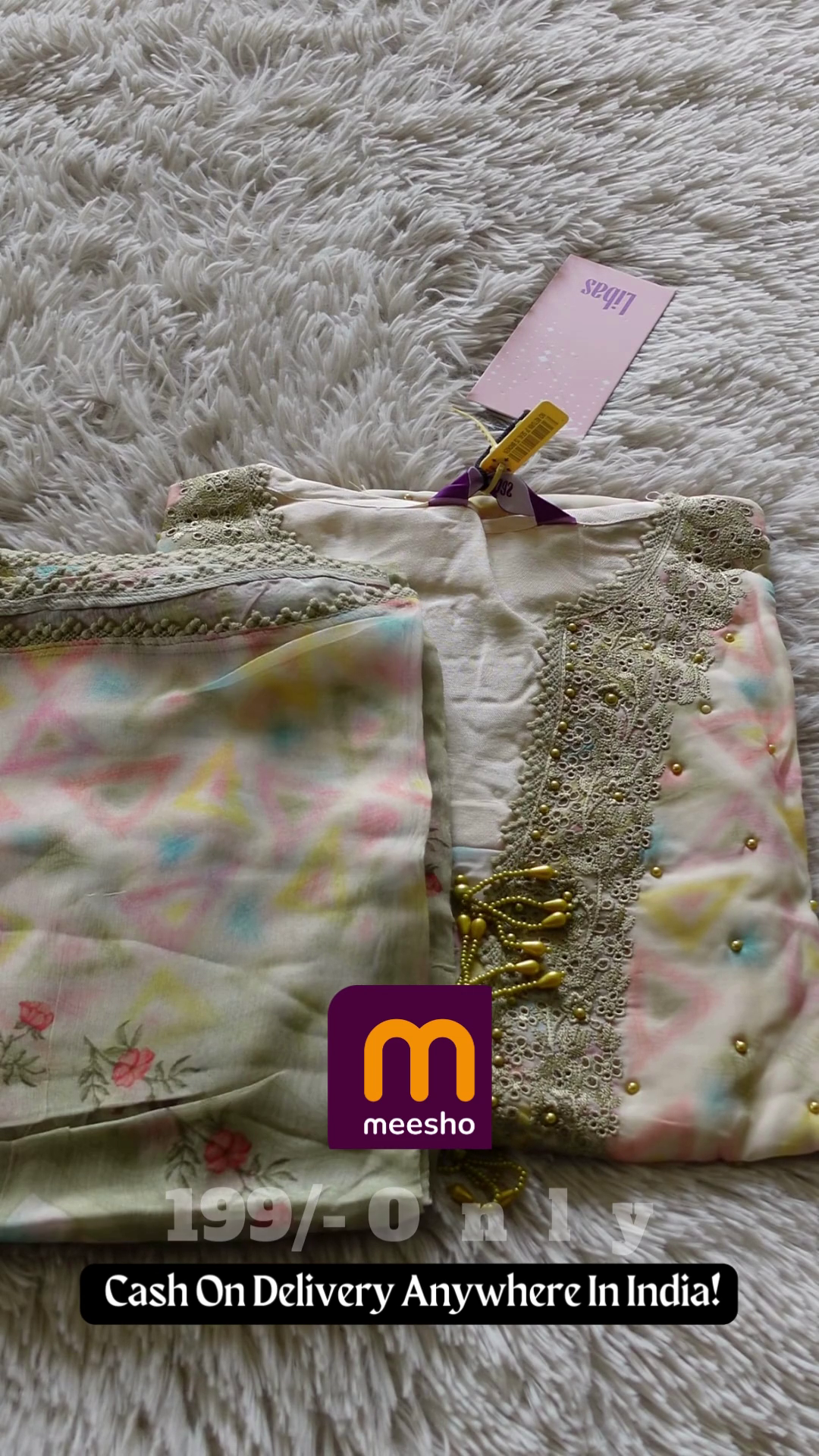 White Cotton Suit with Multi-Color Resham Embroidery