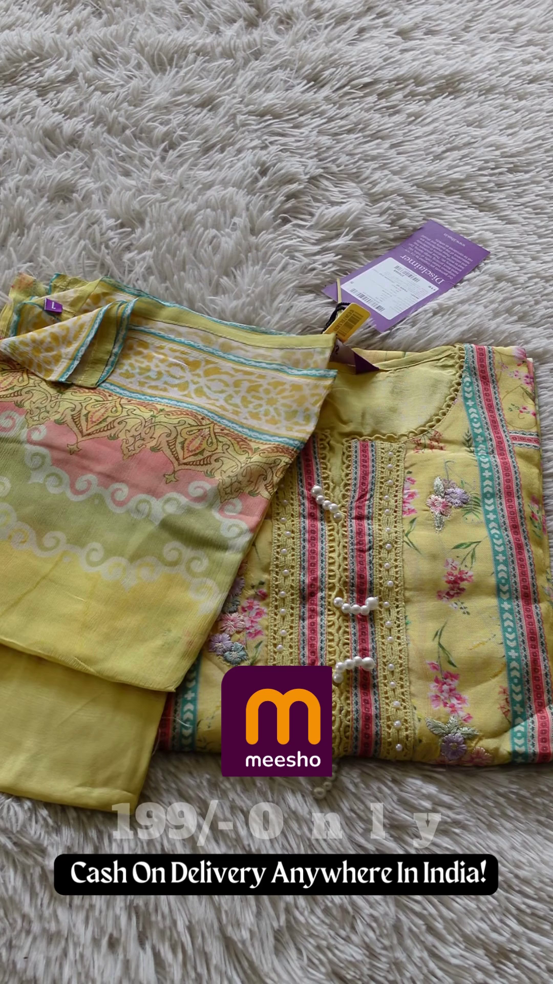 White Cotton Suit with Multi-Color Resham Embroidery