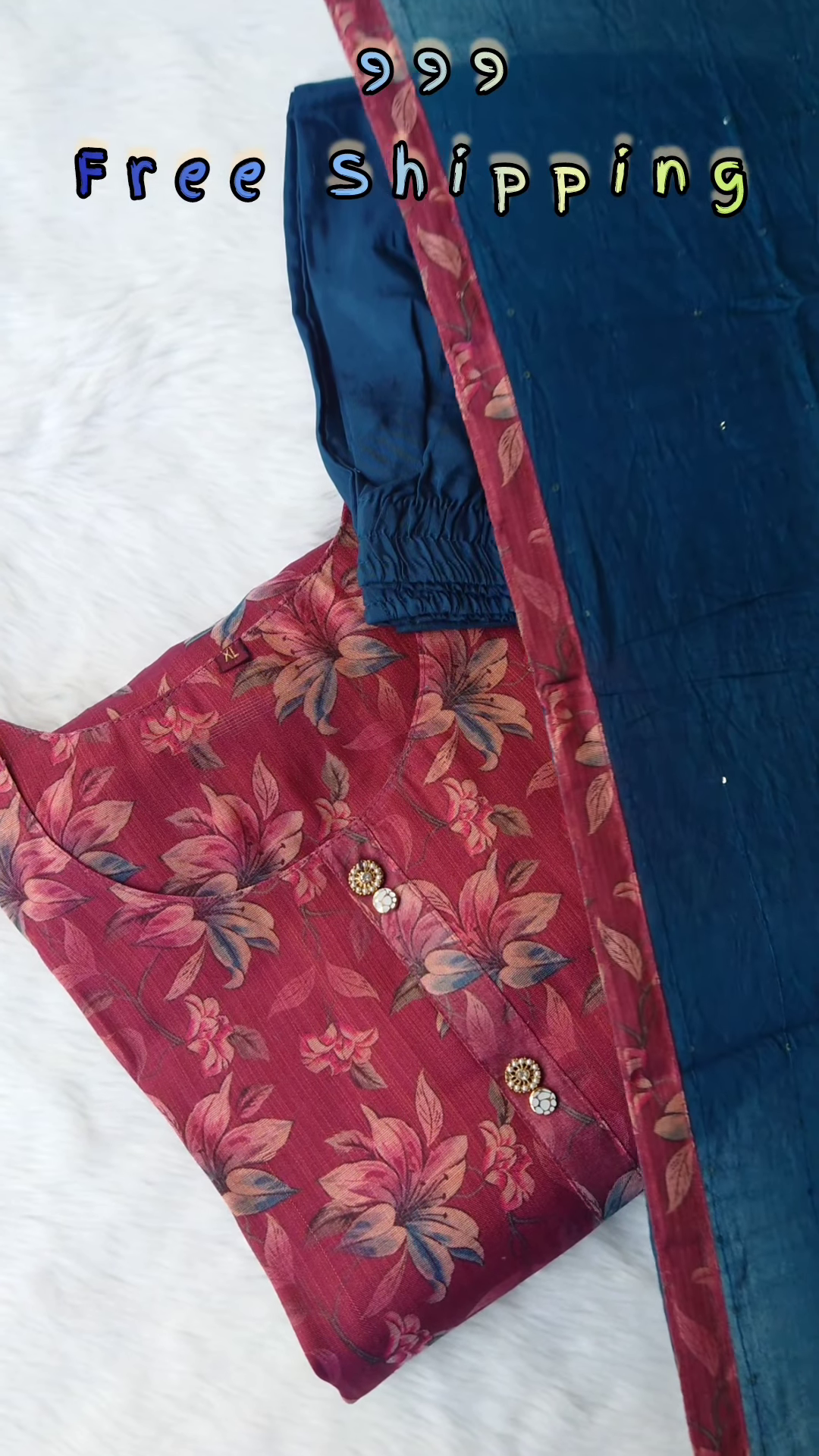 Soft Beige Chanderi Kurta with Pastel Floral Print and Magenta Silk Pants - Elegant Semi-Formal Ethnic Set
