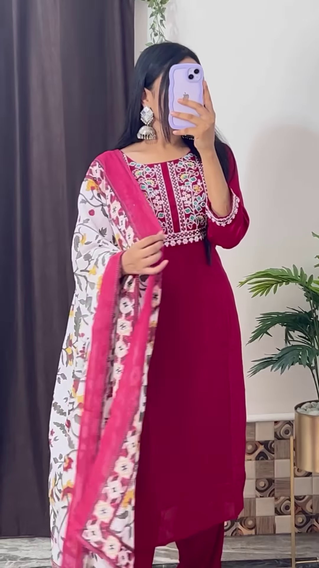 Elegant Dark Teal Green Kurta with White Floral Embroidery and Printed Organza Dupatta - Chic Ethnic Set