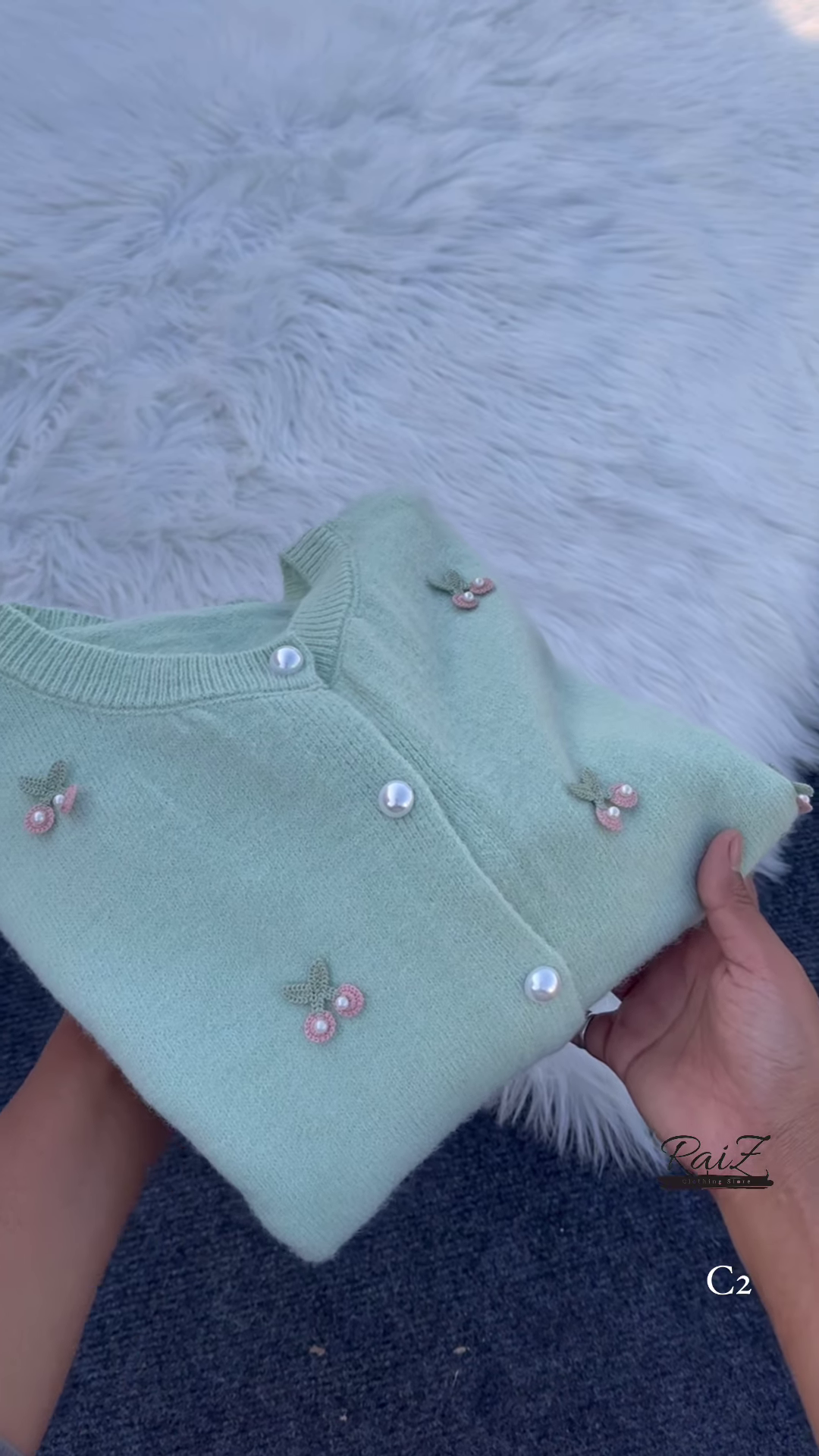 Pastel Cherry Embroidered Button-Down Cardigans with Pearl Buttons - Aesthetic Winter Knitwear Collection