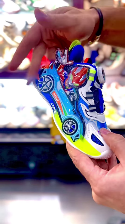 Light-Up 3D Car Design Kids’ Sneakers with Multi-Color LED Lights and Advanced Dial-Up Lacing System