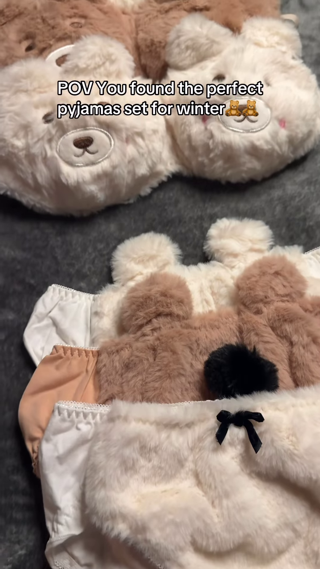 Ultra-Soft White Fleece Winter Pajama Set with 3D Teddy Bear Design and Ruffled Lounge Shorts