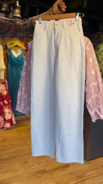 Blush Pink Button-Down Shirt with 3D White Butterfly Appliques and Scalloped Lace Hem - Elegant Feminine Wear