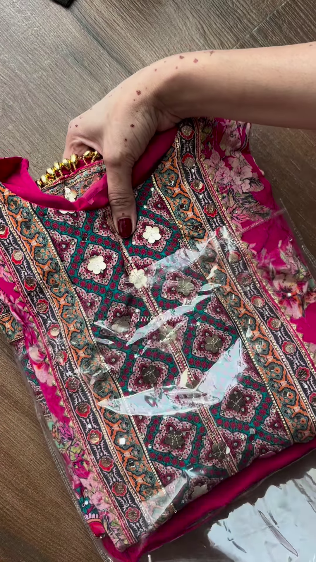 Vibrant Fuchsia Pink Anarkali Suit with Ornate Geometric Yoke and Scattered Floral Print - Festive Ethnic Gown