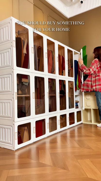 Multi-Level Modular Transparent Home Storage Organizer - Large Capacity Portable Wardrobe Cabinet